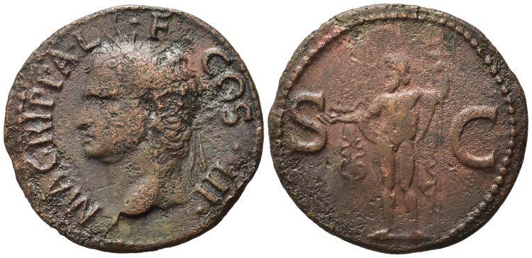 Agrippa (died 12 BC). Æ As (30mm, ... 