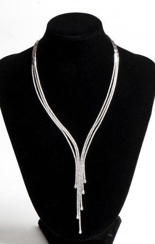 Diamond rows gold necklace18k ... 