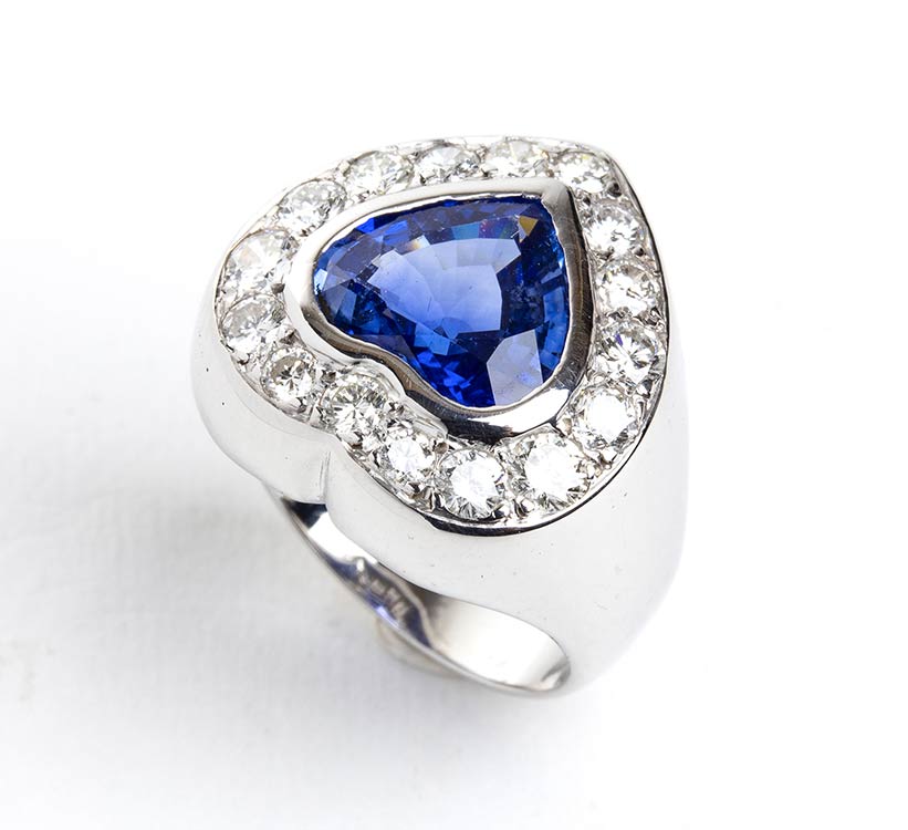 Blue sapphire diamond gold ring18k ... 