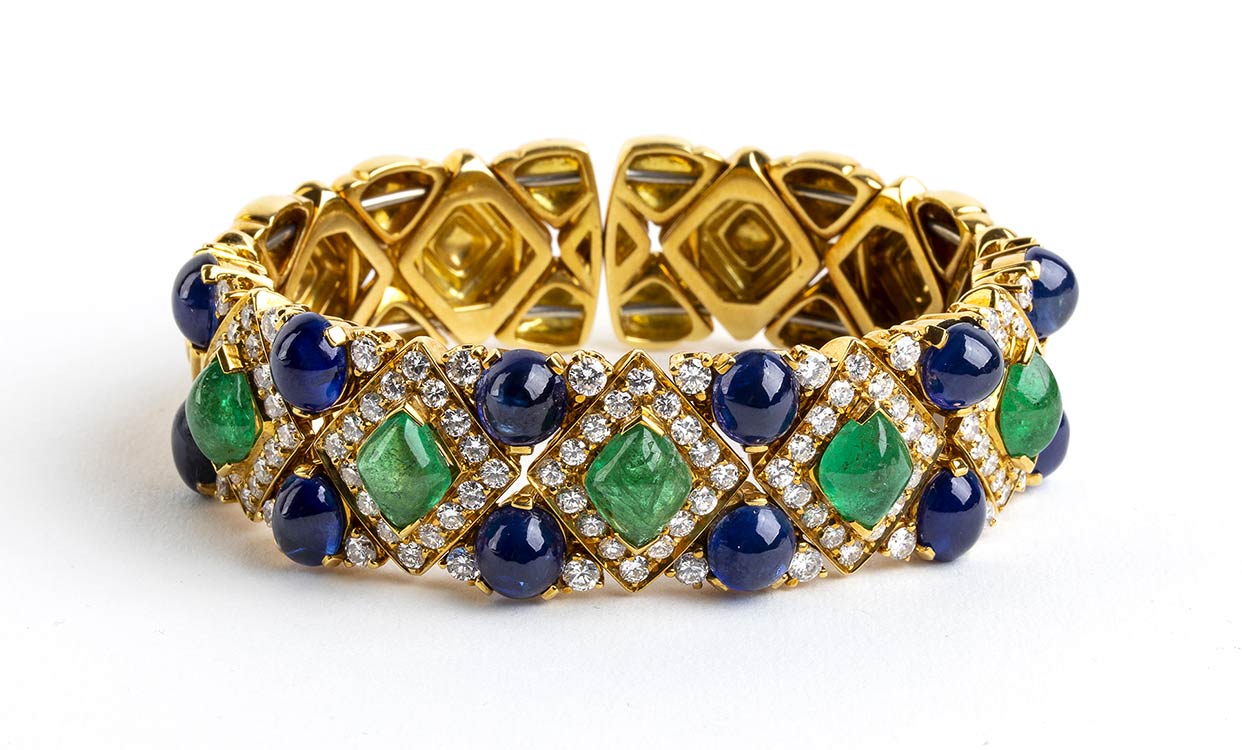 Diamond emerald zapphires cabochon ... 