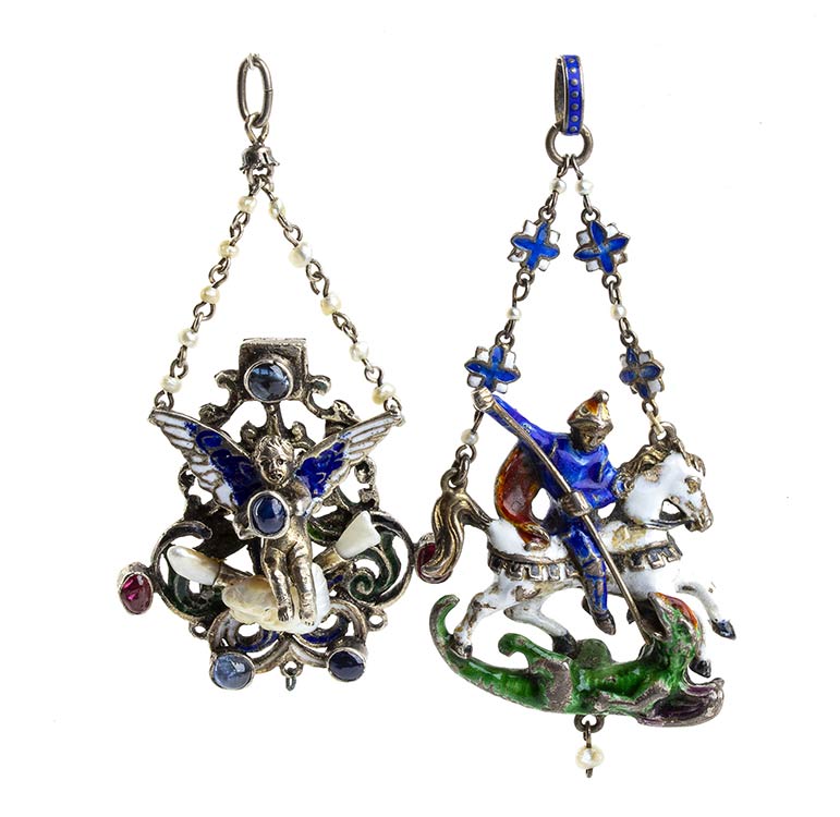 Two silver and enamel pendants - ... 