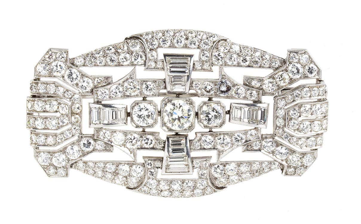 Diamond platinum brooch - ... 