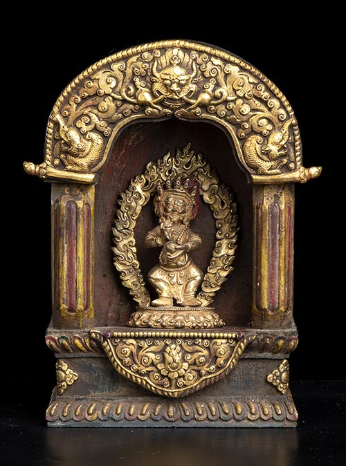 A PAINTED WOOD AND GILT BRONZE ... 