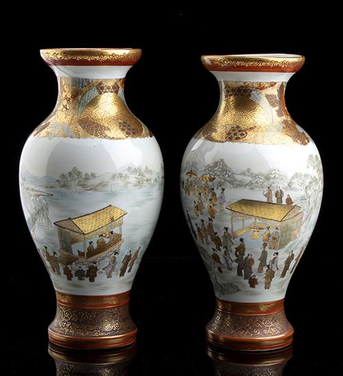 A PAIR OF POLYCHROME ENAMELED AND ... 