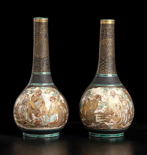A PAIR OF POLYCHROME ENAMELED AND ... 