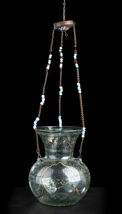 A PAINTED GLASS MOSQUE LAMPMiddle ... 
