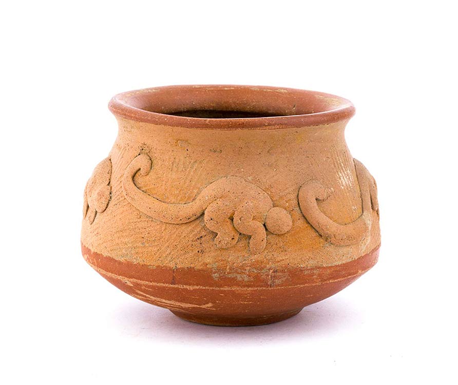 A CERAMIC OLLA WITH A DECORATION ... 