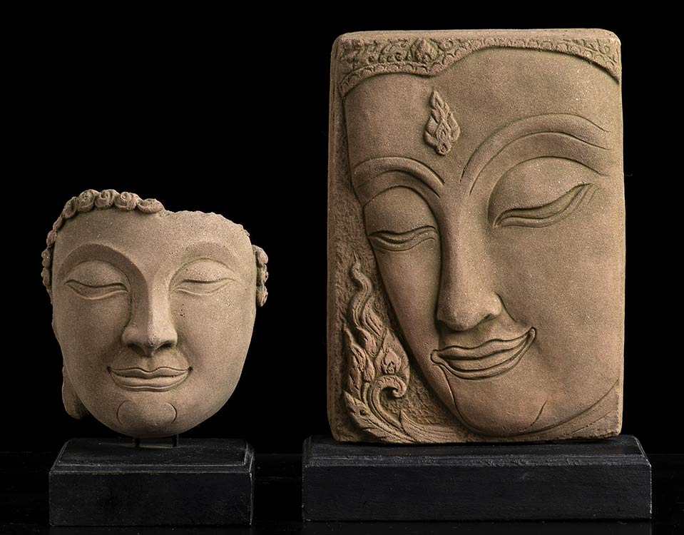 TWO POTTERY HEADSThailand, 20th ... 