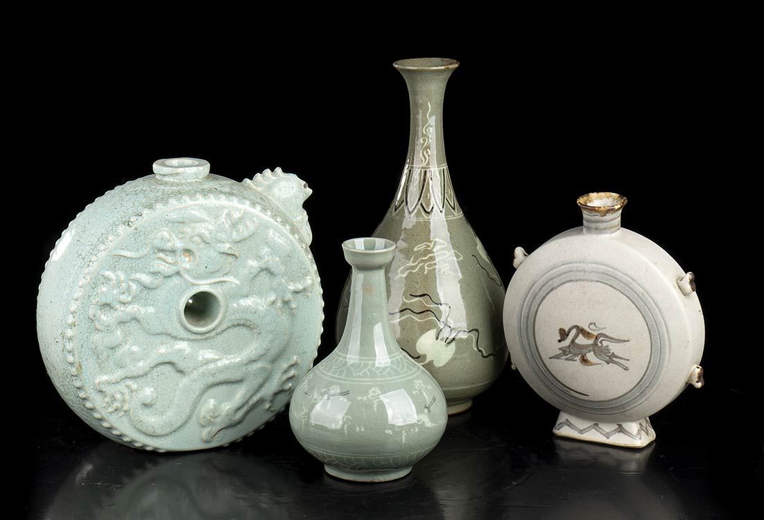 FOUR GLAZED CERAMIC VASESKorea, ... 