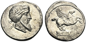 Q. Titius, Denario, Roma, 90 a.C.; ... 