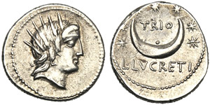 L. Lucretius Trio, Denarius, Rome, ... 