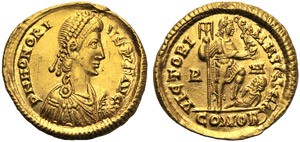 Honorius (393-423), Solidus, Rome, ... 