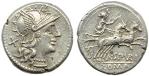 A. Spurilius, Denario, Roma, 139 ... 