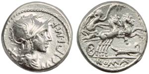 M. Cipius M.f., Denario, Roma, 115 ... 
