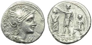 P. Porcius Laeca, Denarius, Rome, ... 