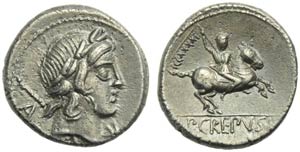 P. Crepusius, Denario, Roma, 82 ... 