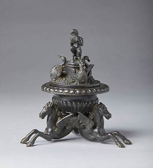 Bronze inkwell with seahorses - ... 