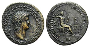 Nero (54-68). Æ Dupondius (29mm, ... 