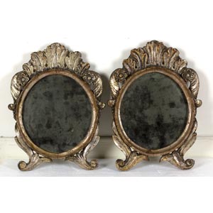 Pair of wall mirrors with wooden ... 