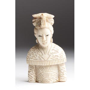 Carved lady, Ivory snuff bottle;XX ... 