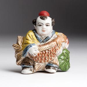 Painted fisherman porcelain snuff ... 
