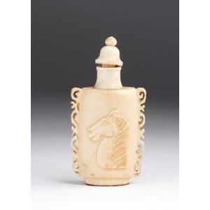 Carved horse, Ivory snuff ... 