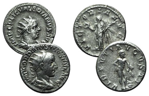 Lot of 2 Roman AR Antoninianii, ... 
