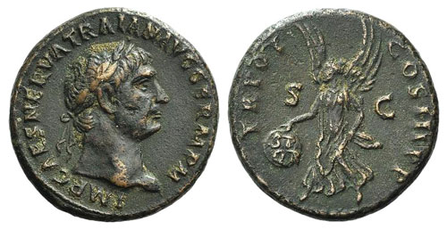 Trajan (98-117). Æ As (27.5mm, ... 