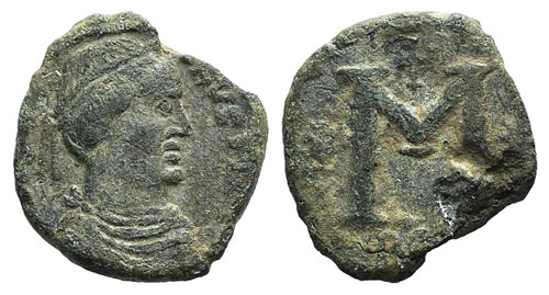 Justinian I (527-565). Æ 40 Nummi ... 