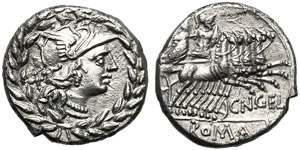 Cn. Gellius, Denario, Roma, 138 ... 