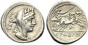 C. Fabius C.f., Denarius, Rome, ... 