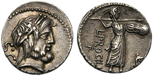 L. Procilius f., Denario, Roma, 80 ... 