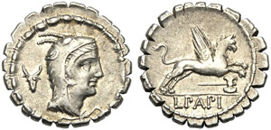 L. Papius, Denario serrato, Roma, ... 