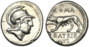 P. Satrienus, Denarius, Rome, 77 ... 