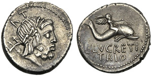 L. Lucretius Trio, Denarius, Rome, ... 
