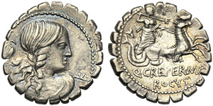 Q. Crepereius M.f. Rocus, Denarius ... 