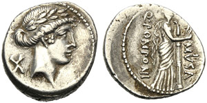 Q. Pomponius Musa, Denarius, Rome, ... 