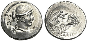T. Carisius, Denario, Roma, 46 ... 