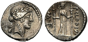 P. Clodius M.f., Denario, Roma, 42 ... 
