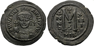 Justinian I (527-565), Follis, ... 