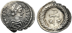 Justin II (565-578), Half Siliqua, ... 