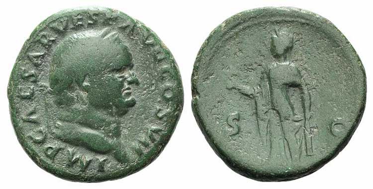 Vespasian (69-79). Æ As (26mm, ... 