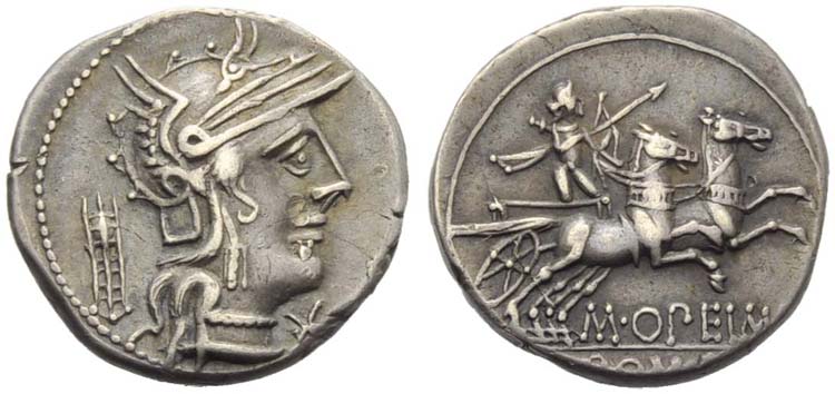 M. Opimius, Denarius, Rome, 131 ... 
