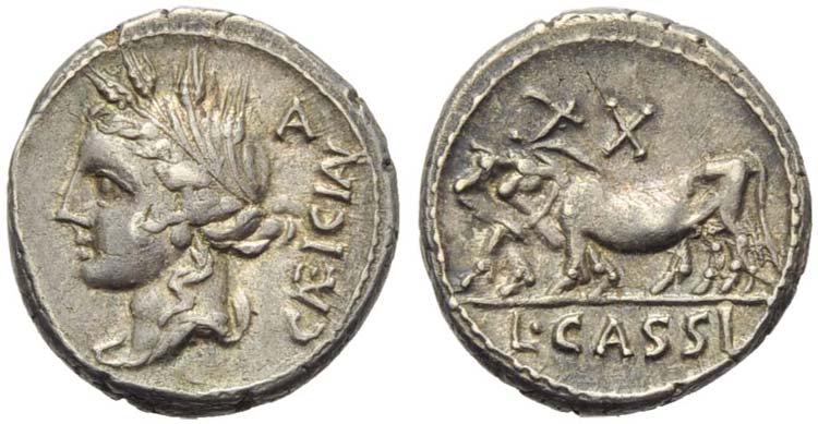 L. Cassius Caecianus, Denarius, ... 