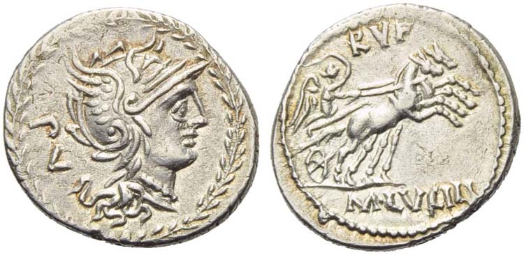 M. Lucilius Ruf., Denarius, Rome, ... 