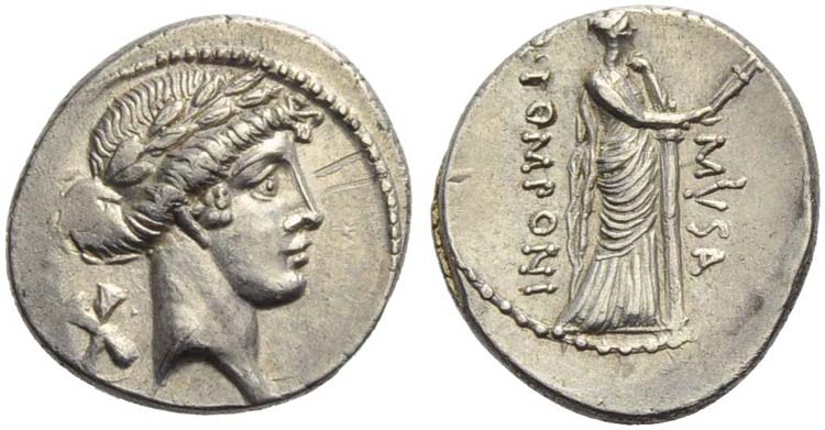 Q. Pomponius Musa, Denarius, Rome, ... 