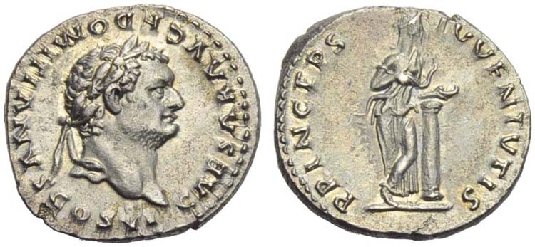 Domitian, as Caesar, Denarius, ... 