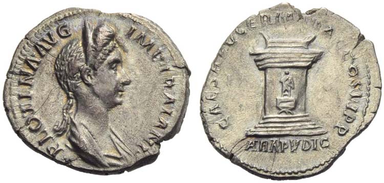 Plotina, wife of Trajan, Denarius, ... 