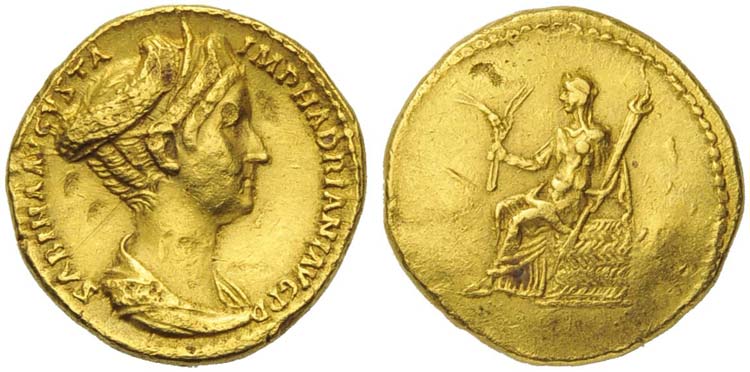 Sabina, wife of Hadrian, Aureus, ... 
