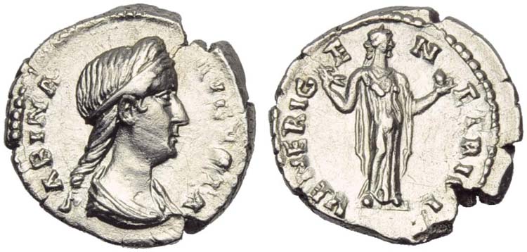 Sabina, wife of Hadrian, Denarius, ... 